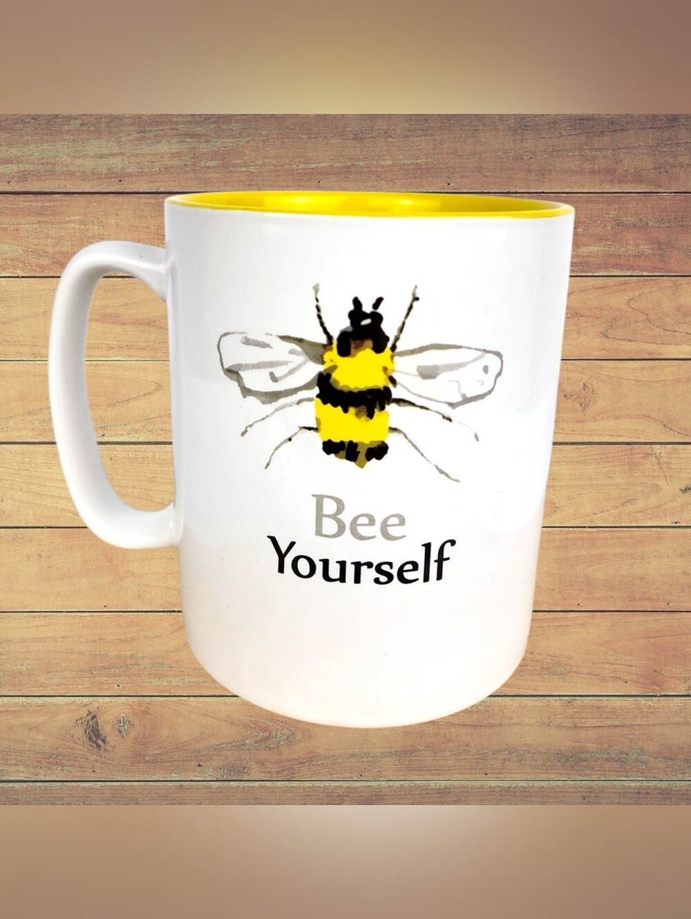 The Old Pottery Bee Yourself Yellow Interior Ceramic Coffee Mug